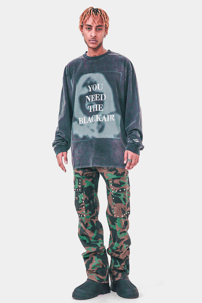 Distressed Pictorial Long-Sleeve